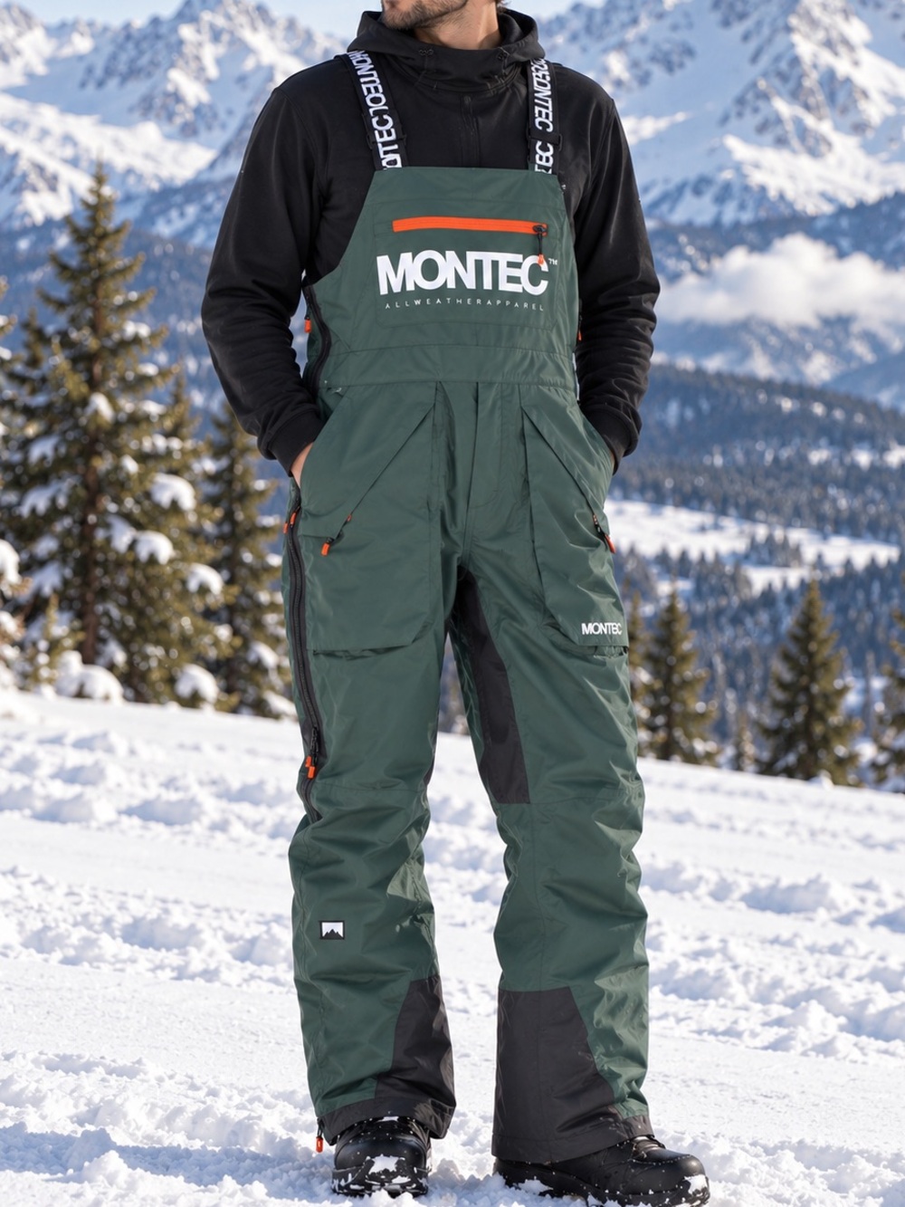 MONTEC Fenix FW21 Unisex Snowboard Ski Bib Pants 30K Waterproof Green L